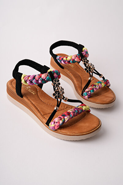 Madam Tarz SPR-353 Σανδάλια με ίσια σόλα και σχέδιο λουλουδιών