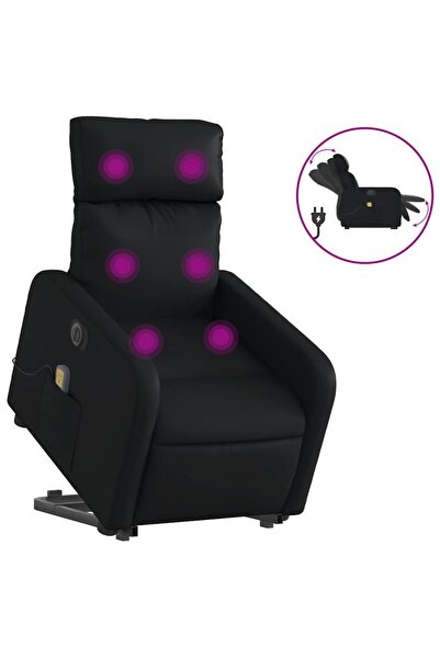 vidaxl Fotoliu electric masaj rabatabil cu ridicare, negru