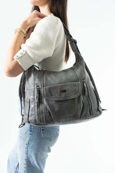 571 Collections Çanta Πλυμένο δέρμα, πολυλειτουργική τσάντα πλάτης και ώμου, ...