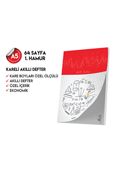 İnformal Yayınları Kareli Not Defteri 64 Sayfa Akıllı Defter Tekli A5 Tam Bey...