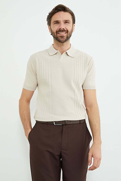 Fulla Moda Ribbed Apaş Collar Knitwear T-Shirt