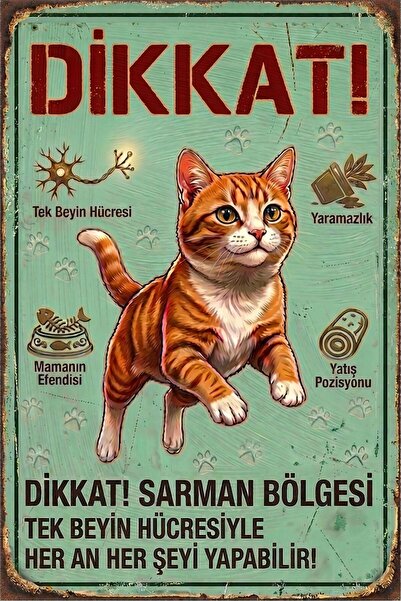 Iron Paws Sarman Uyarı Levhası - Paslanmaz Metal Görünümlü Dekoratif Tabela