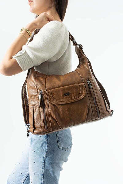 571 Collections Çanta Washed Leather, Multifunctional Backpack and Shoulder B...