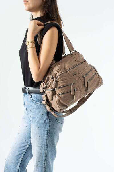 571 Collections Çanta Washable Leather Multi-Compartment, Shoulder and Arm Ba...