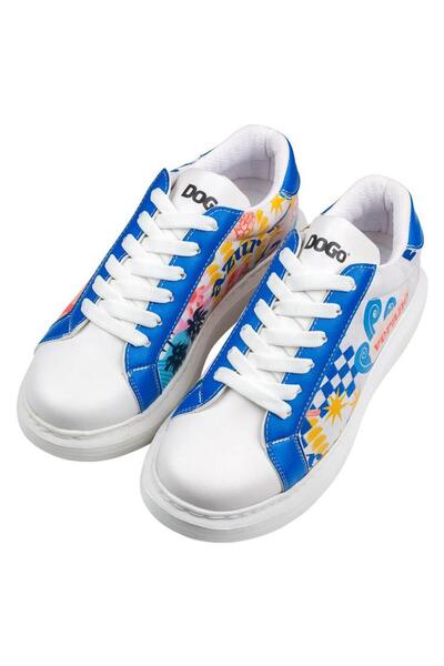 Dogo Γυναικεία Vegan Δερμάτινα Λευκά Sneakers - Azur Tasarım