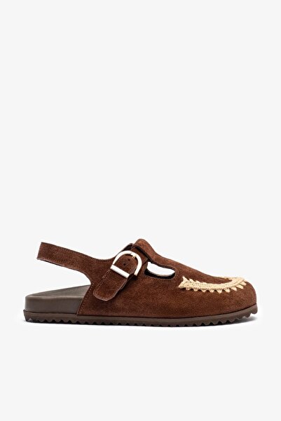 Louis Cardy Γυναικεία σανδάλια Lorin Brown Suede Leather