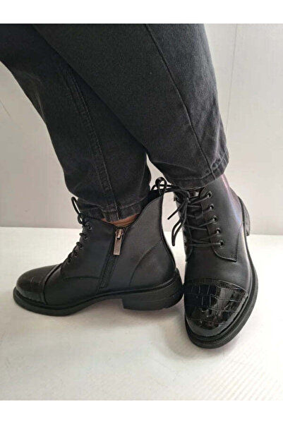 PASS Γυναικεία casual μποτάκια 570010C 01-N ΜΑΥΡΟ + ΚΡΟΚΟ - Μαύρο, 40