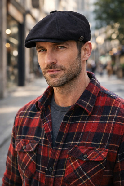 FEEMELS Μοντέλο Davit Beckham ΜΑΥΡΟ Λινό Καπέλο Kasket - Βρετανικό καπέλο Kasket