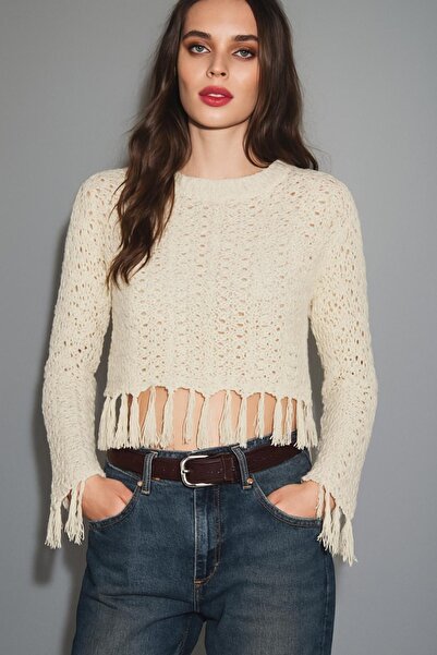 HAKKE Διάτρητο Πουλόβερ με Φούντες