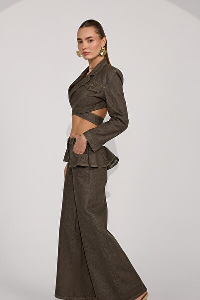 NOK İSTANBUL Iconic Carmen Kiss Denim Pants Brown