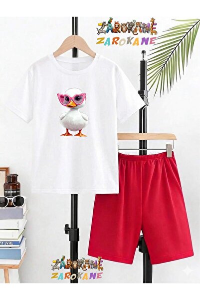 ZAROKANE Duck with Glasses Printed Top and Shorts/T-Shirt Summer Children's T...