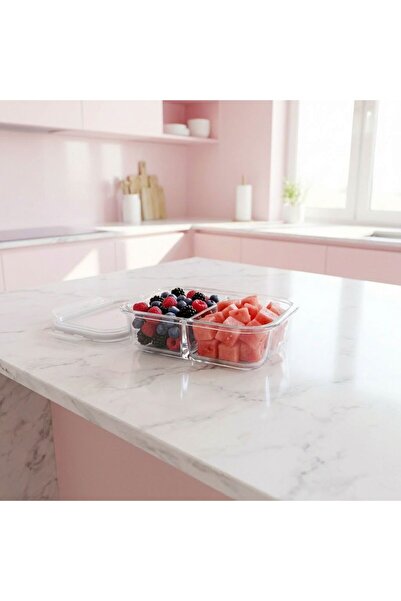 SELKA HOME Sofia 700 ML. 2 Bölmeli Cam Saklama Kabı