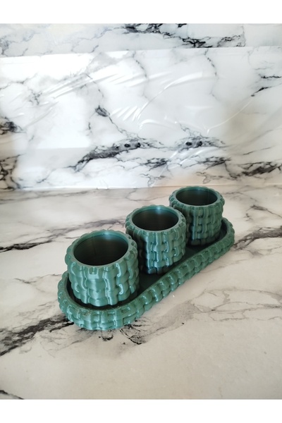 N3XT3D 3d Üçlü Dekoratif Mumluk