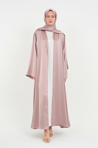 Şakika Toz Pembe Kadın Aysha Abaya Ferace & Şal - Boy 135 cm