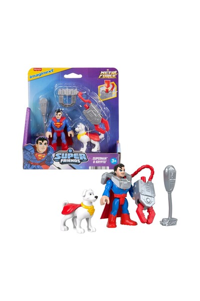 mattel Φίσερ-Πράις DC Σούπερ Φρεντς Μέταλ Φορς Σούπερμαν & Κρίπτο (JGN60)
