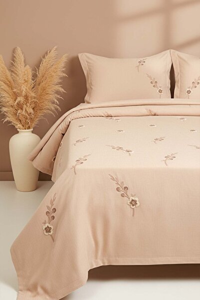 Rivaİstanbul Σετ κεντητό διπλό κάλυμμα κρεβατιού με σχέδιο Cappy Seren