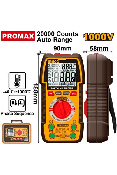 Ingco Ψηφιακό Πολύμετρο 1000 V 20000 Σημεία DM 410003