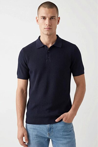 No Way Thessaloniki Patterned Buttoned Polo Collar Regular Fit Knitted Thin K...