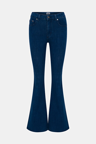 Denim Trip Slim Flare Long Fit Koyu İndigo Kadın Jean Pantolon