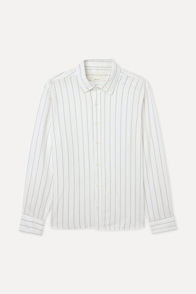 Mudo قميص مخطط بأكمام طويلة وقصة عادية