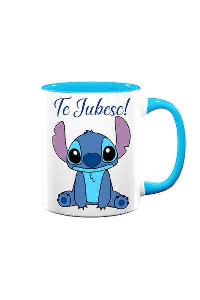 OEM Cană personalizată cu mesaj: 'Te iubesc', Model Stitch, Betaprint, Alb cu...