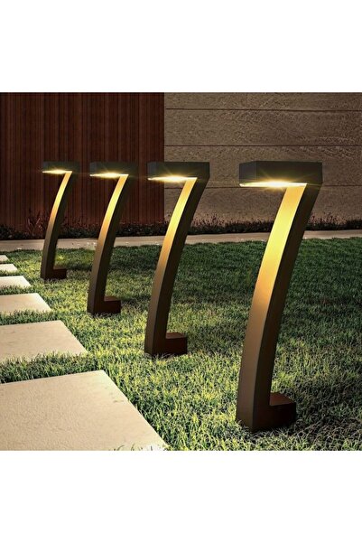 UBX Σετ 4 ηλιακών φωτιστικών κήπου, 6 LED, θερμό λευκό φως, 45x11x4 εκ., μαύρο