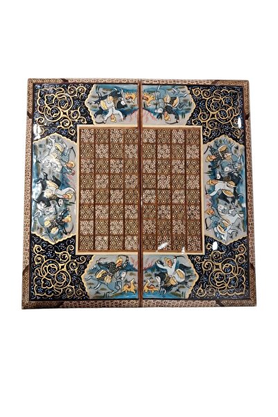 Ebrişim İran’ın El İşlemesi Hatem ve Minyatür Tavla ve Satranç - 50x50 CM