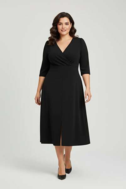 Shape Of You Φόρεμα με λαιμόκοψη V και μισά μανίκια με λεπτομέρεια σκίσιμο μπ...