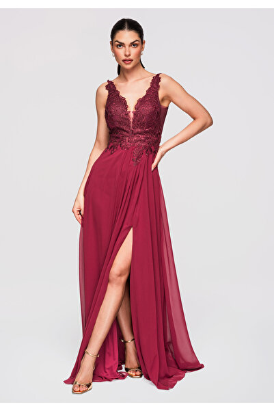 Larica OMBRE Γυναικείο Μάξι Φόρεμα Βραδινό LA-OM-DLR308 Μπορντό