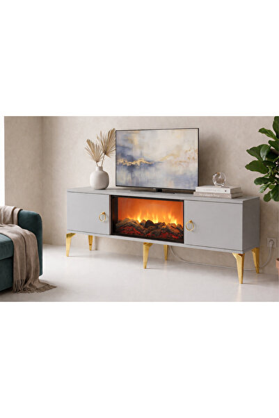 ÖZAYDIN HOME ELİTE TV SEHPASI ŞÖMİNELİ VE MÜZİK ÇALARLI (BLUETOOTH) NARDO GRİ