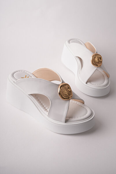 Madam Tarz Kcl-Dl54 Dolgutaban Gold Detailed Slippers