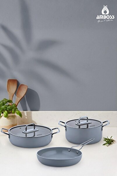 Amboss Sera Nova Ceramic 5 Piece Pot & Pan Set - Gray