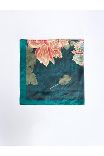 Jimmy Key Πράσινο υφαντό κασκόλ με φλοράλ σχέδια