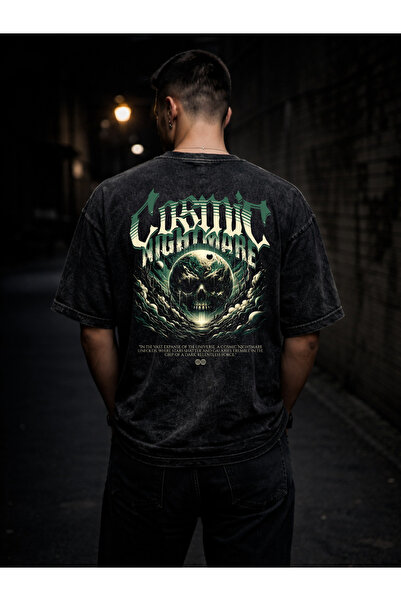 FREAK T-SHIRT Unisex Oversize Πλυμένο Μαύρο T-Shirt – Σχέδιο Streetwear με Γο...