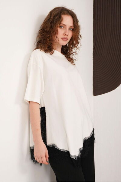 Lady Pixie Μπλουζάκι με λεπτομέρεια από δαντέλα και λαιμόκοψη ποδηλάτου