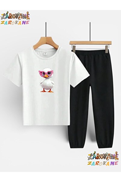 ZAROKANE Duck with Glasses Printed Top and Bottom Tracksuit/T-Shirt Children'...