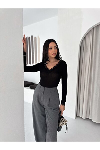 Paraf style Γυναικεία μπλούζα με διπλό λαιμόκοψη V, διαφανή, εξαιρετικά απαλή...