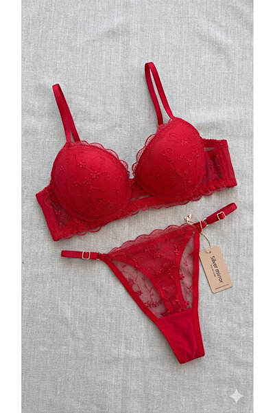 SİLVER MİRROR Κόκκινο σετ εσωρούχων με υποστήριξη