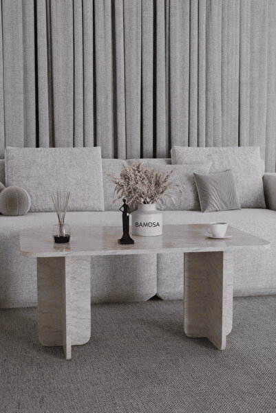BAMOSA Ege Orta Sehpa Yeni Nesil Modern Orta Sehpa90*60 Traverten Mermer Desen