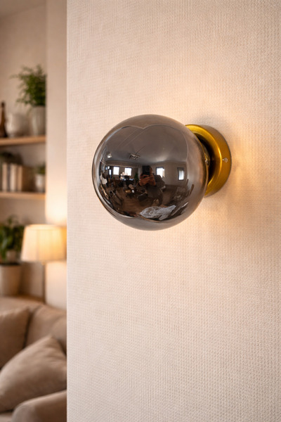 Ömür Avize Zeyna Antique Gold Case Closed Globe Glass Applique Chandelier