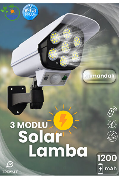 edewatt Kamera Görünümlü SOLAR LED Lamba Güneş Enerjilli Su Geçirmez Uzaktan ...
