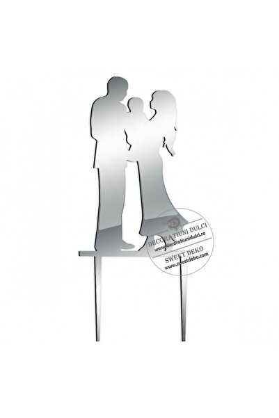 Decoratiuni Dulci Topper plexi, familie - Argintiu oglinda