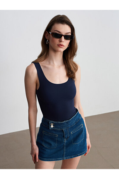 Dilvin 32778 Φανέλα με στρογγυλή λαιμόκοψη - Σκούρο μπλε