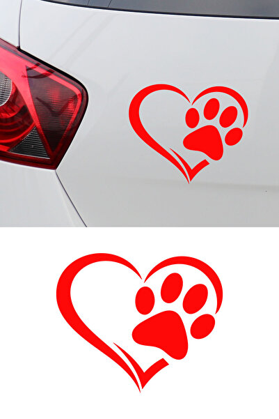 MIGNATIS Paw Sticker - Heart Paw Car Sticker - Motor Sticker 15X13Cm