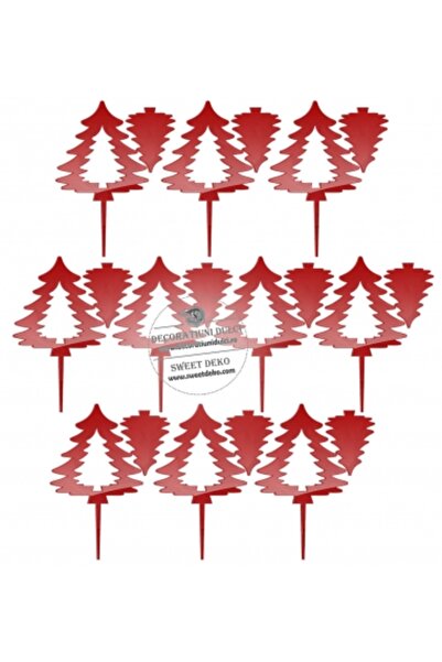 Decoratiuni Dulci Σετ 20 braduti, μίνι διακοσμητικά κορυφών - Rosu