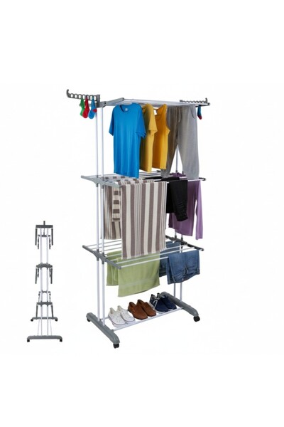 zola Κάθετη πτυσσόμενη απλώστρα ρούχων, 4 επιπέδων, με πλευρικά στηρίγματα, π...