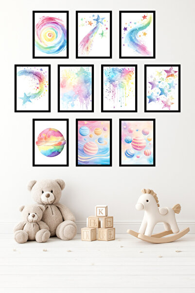 UNT 10-Piece Frame-Looking Space, Astronaut, Planet, Baby, Children's Room Pa...