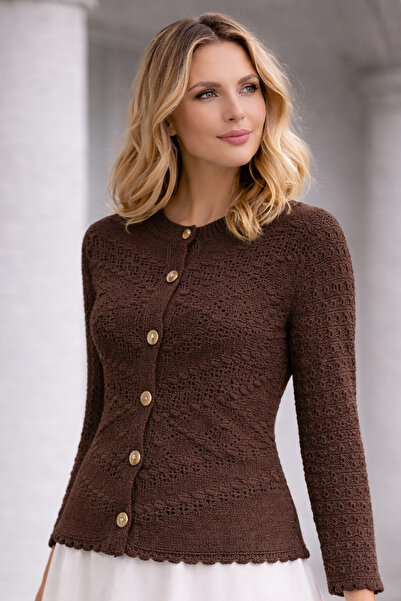 benguen Καλοκαιρινή Βαμβακερή Ζακέτα R4542 Καφέ