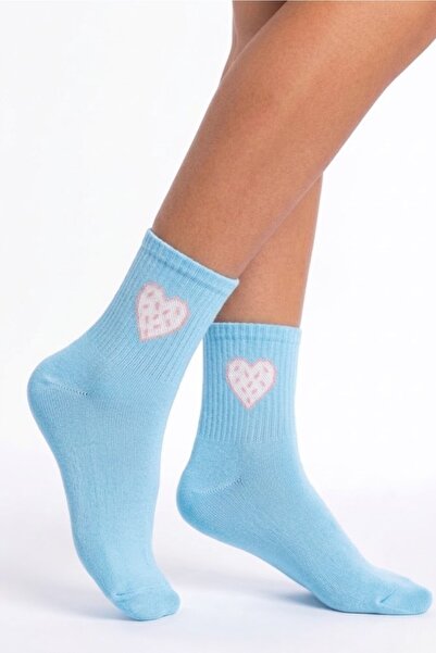 Esinti جوارب ملونة للجنسين بنمط قلب - جوارب قطنية على طراز التنس