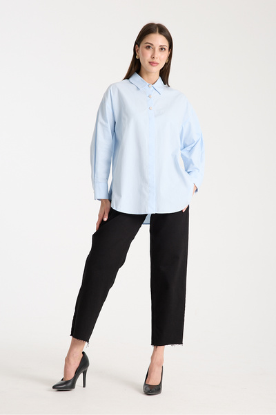 MiraMore Butik Women's Classic Collar Long Sleeve Relaxed Fit Shirt with Ston...